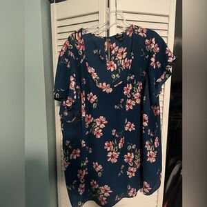 Torrid Floral Print Navy Blouse